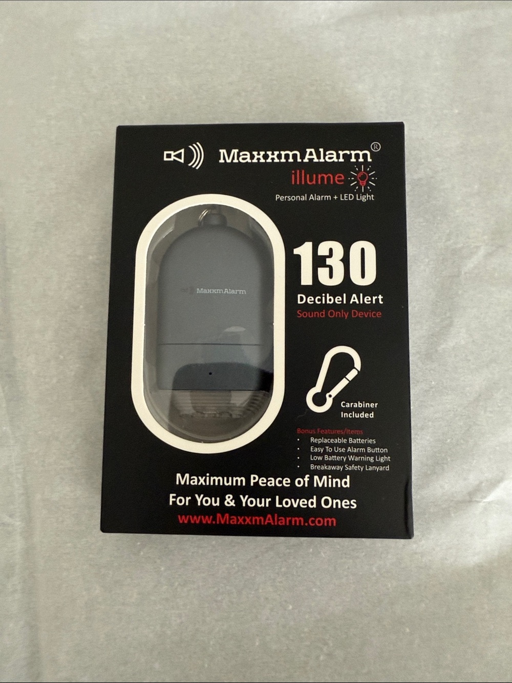 Illume Personal Alarm with LED Light - Black